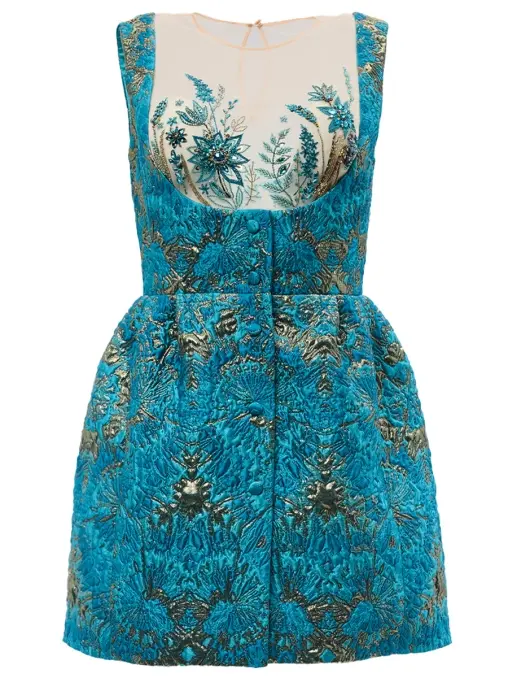 Платье из жаккарда с вышивкой ручной работы SPERANZA COUTURE