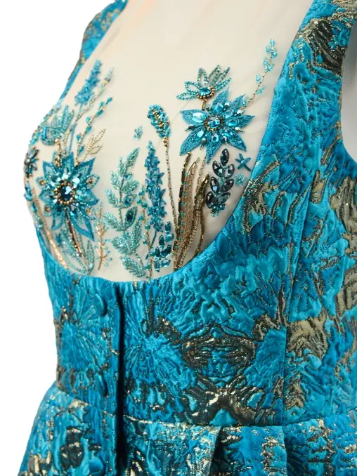 Платье из жаккарда с вышивкой ручной работы SPERANZA COUTURE