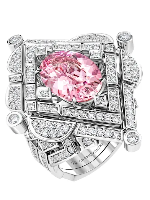 Кольцо из белого золота с морганитом и бриллиантами CHAMOVSKIKH JEWELLERY HOUSE
