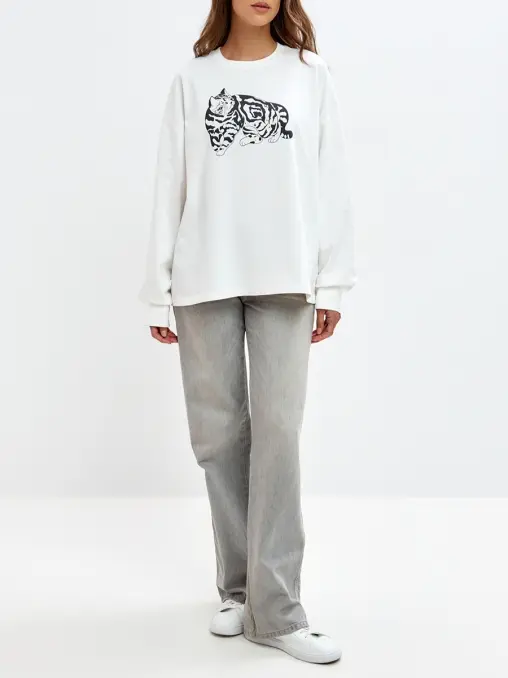 Лонгслив хлопковый Дневник кошки RADICAL CHIC