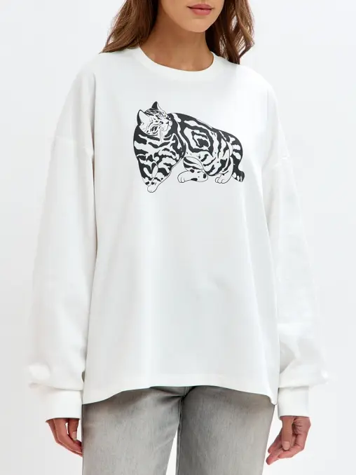 Лонгслив хлопковый Дневник кошки RADICAL CHIC