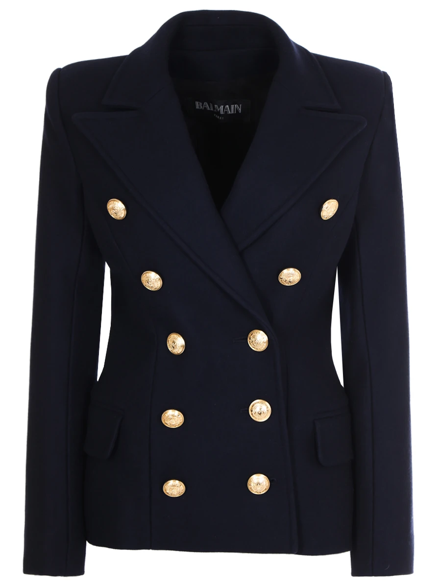 Пиджак двубортный шерстяной от BALMAIN за 157 360 рублей со скидкой 20% (цвет: синий, артикул: 142430w006) - купить в интернет-магазине VipAvenue