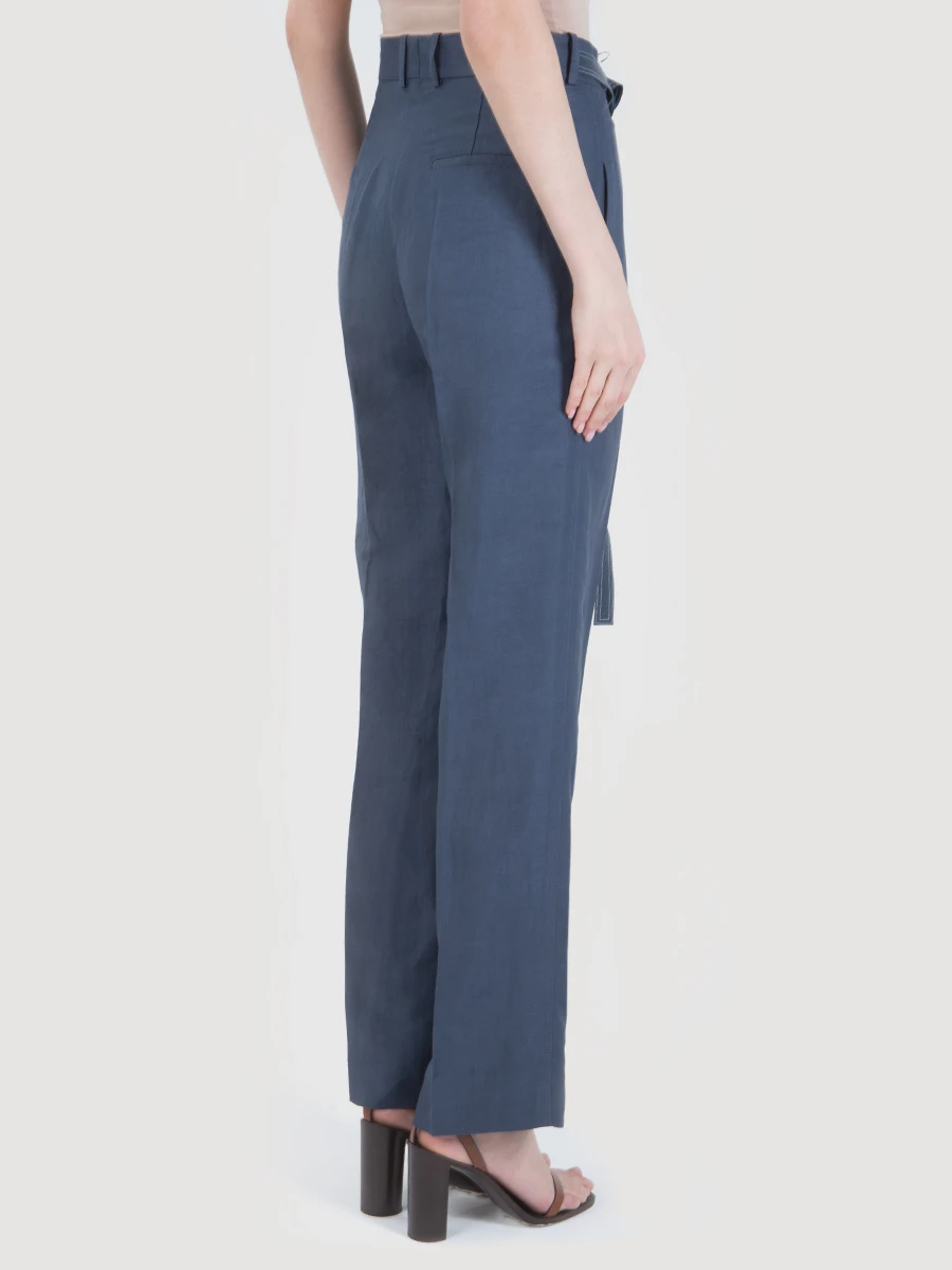 Льняные брюки с поясом