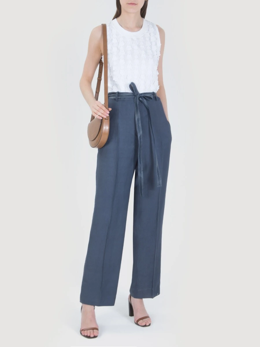 Льняные брюки с поясом