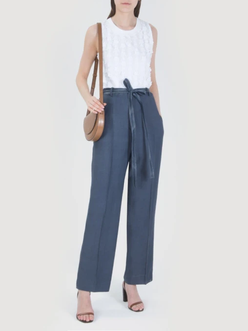 Льняные брюки с поясом CELINE