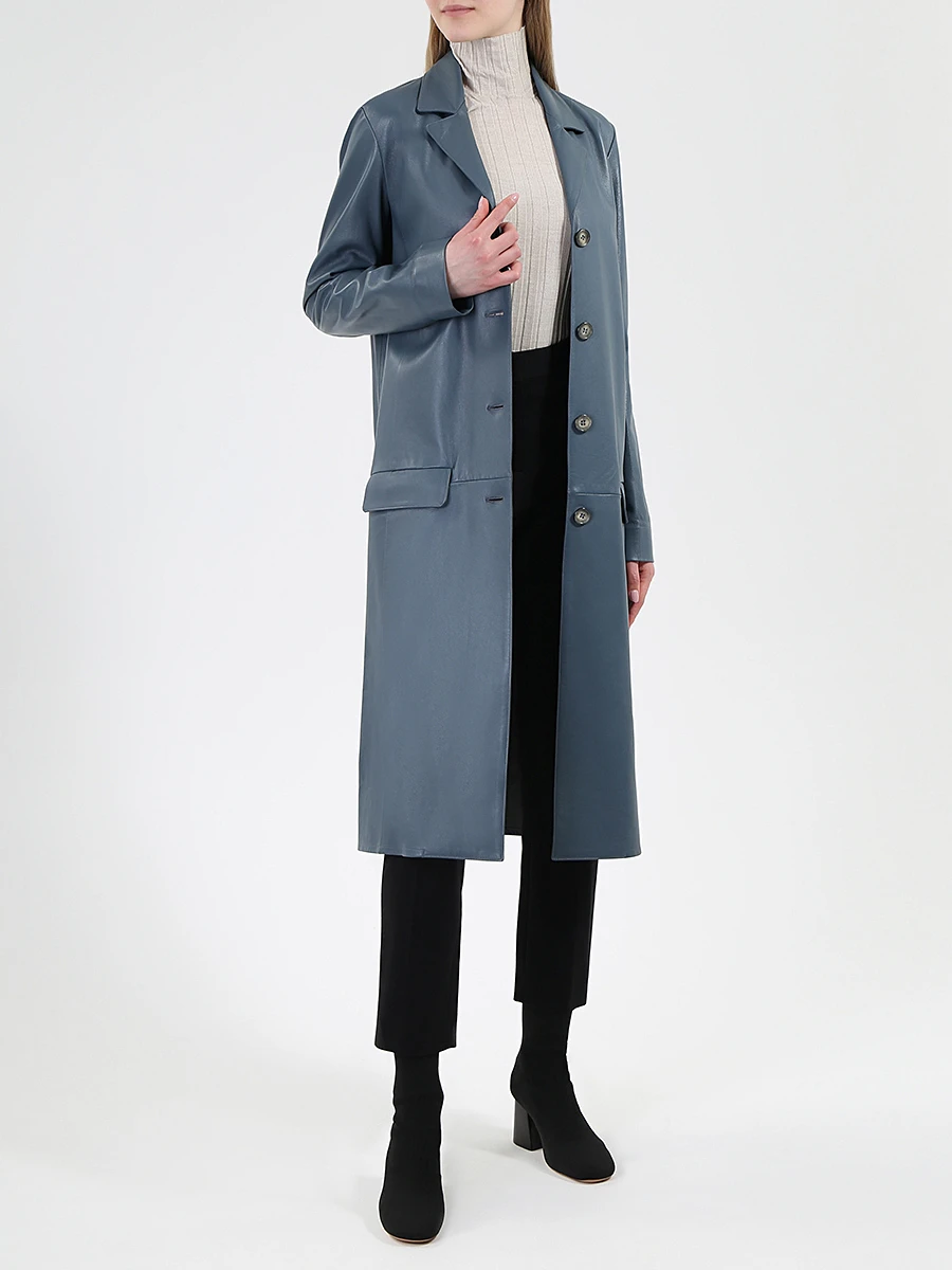 Плащ кожаный длины миди