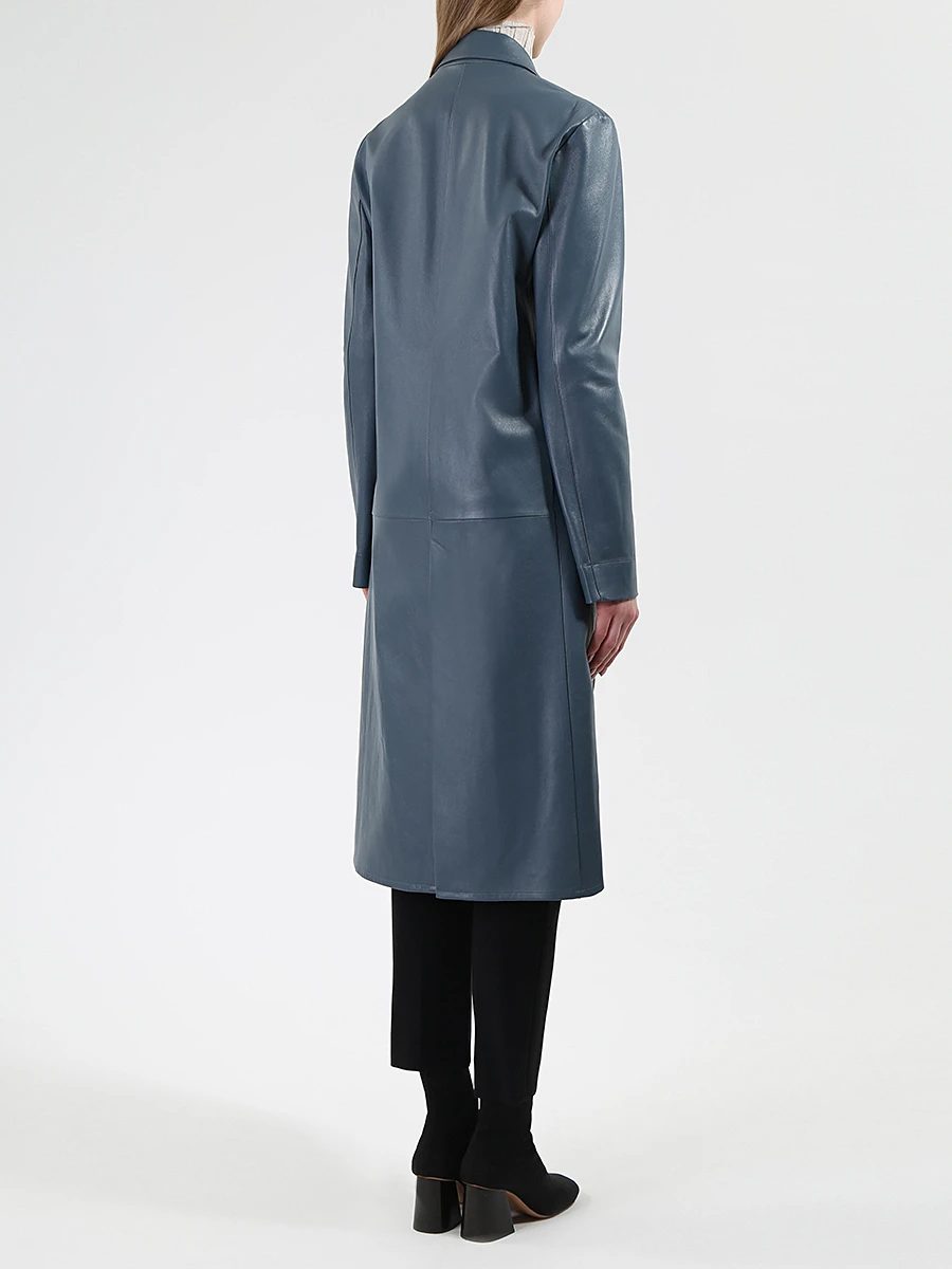 Плащ кожаный длины миди