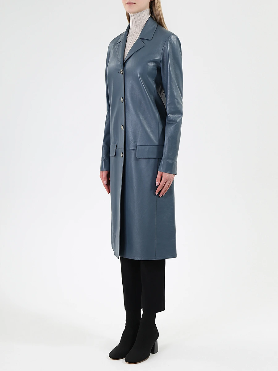 Плащ кожаный длины миди