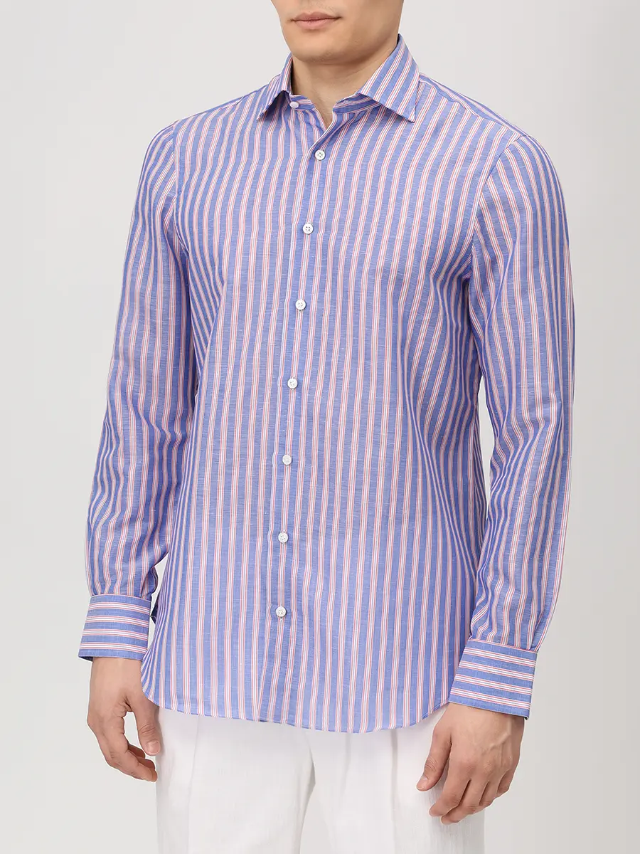 Рубашка Regular Fit из хлопка и льна