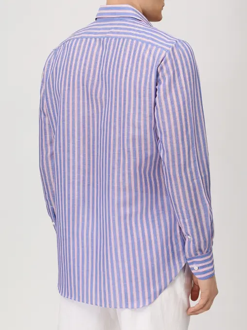 Рубашка Regular Fit из хлопка и льна CESARE ATTOLINI