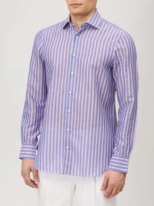 Рубашка Regular Fit из хлопка и льна CESARE ATTOLINI
