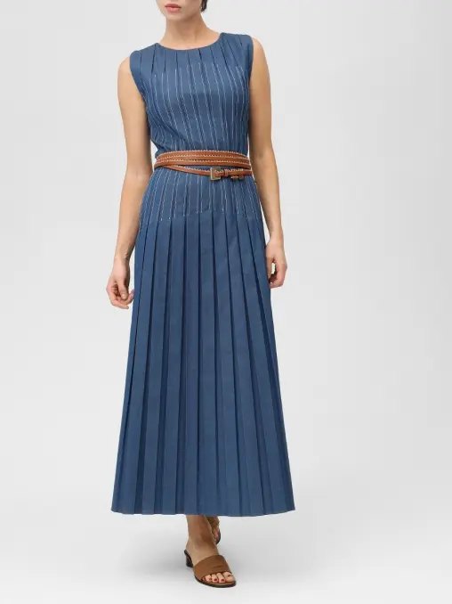 Платье плиссированное хлопковое LORO PIANA