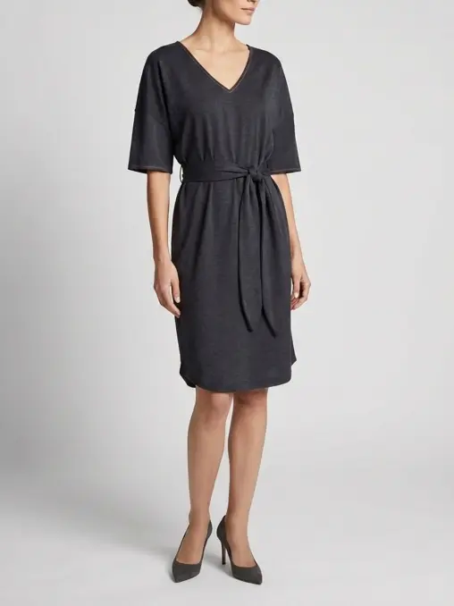 Хлопковое платье с поясом BRUNELLO CUCINELLI