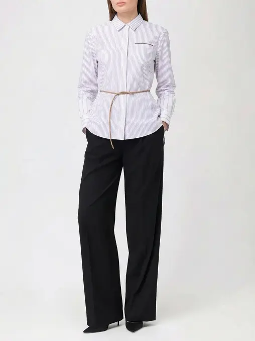 Хлопковая рубашка с поясом BRUNELLO CUCINELLI