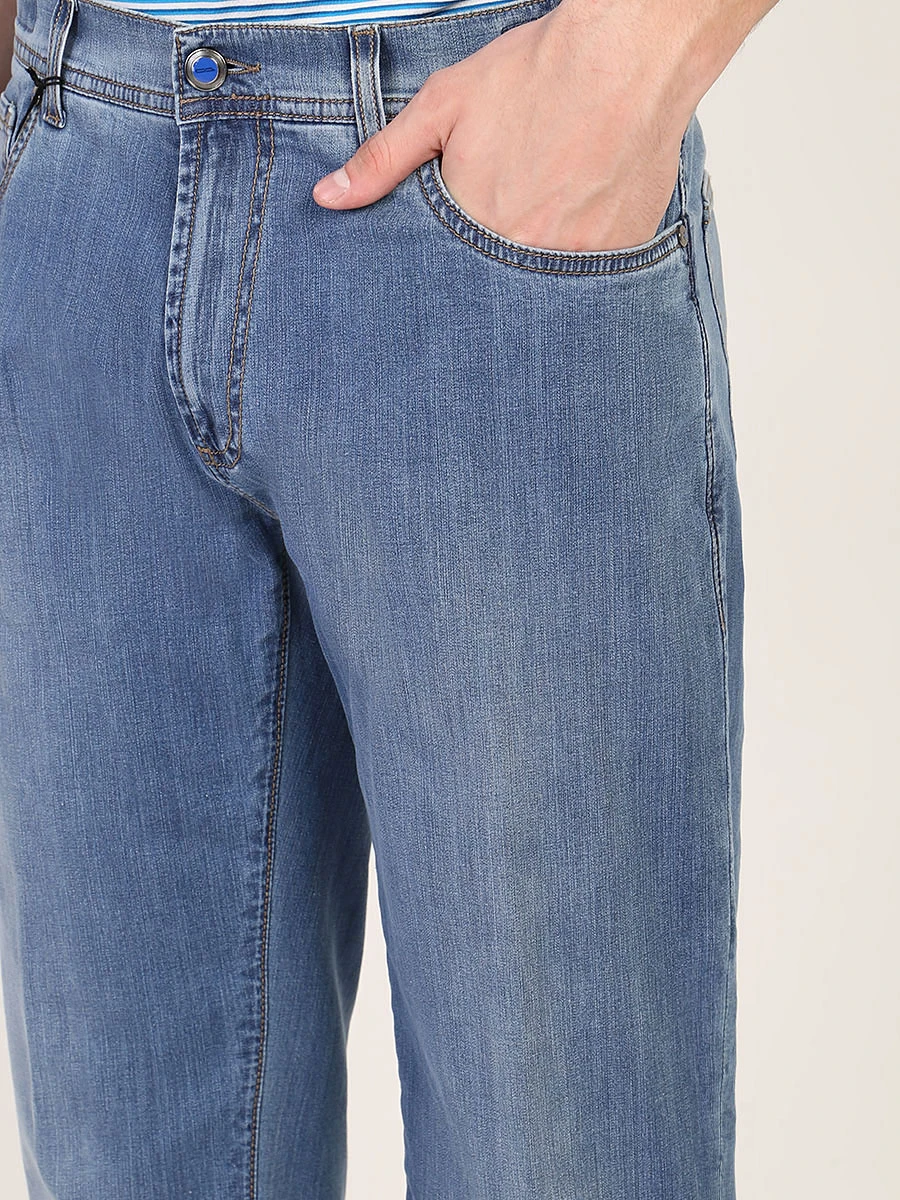 Хлопковые джинсы прямого кроя
