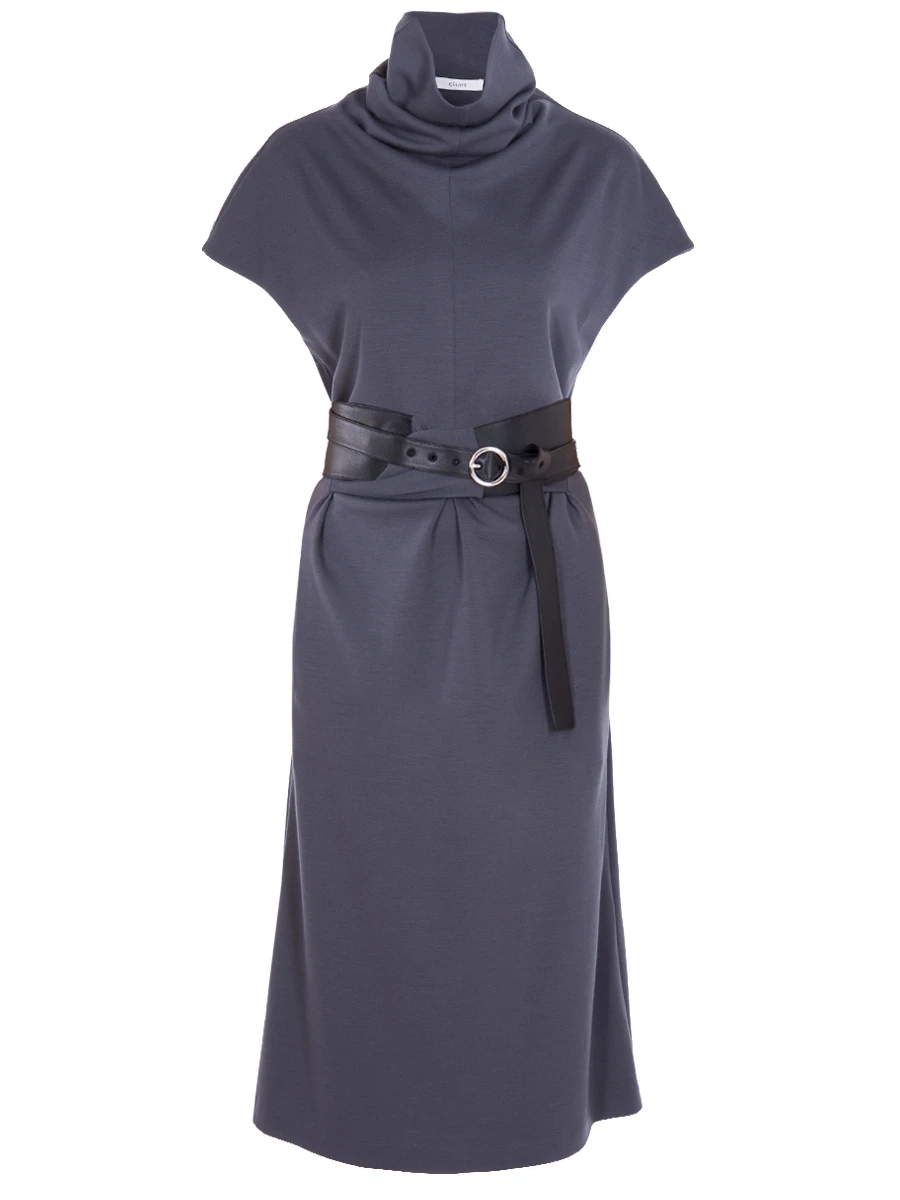 Шерстяное платье-миди с поясом