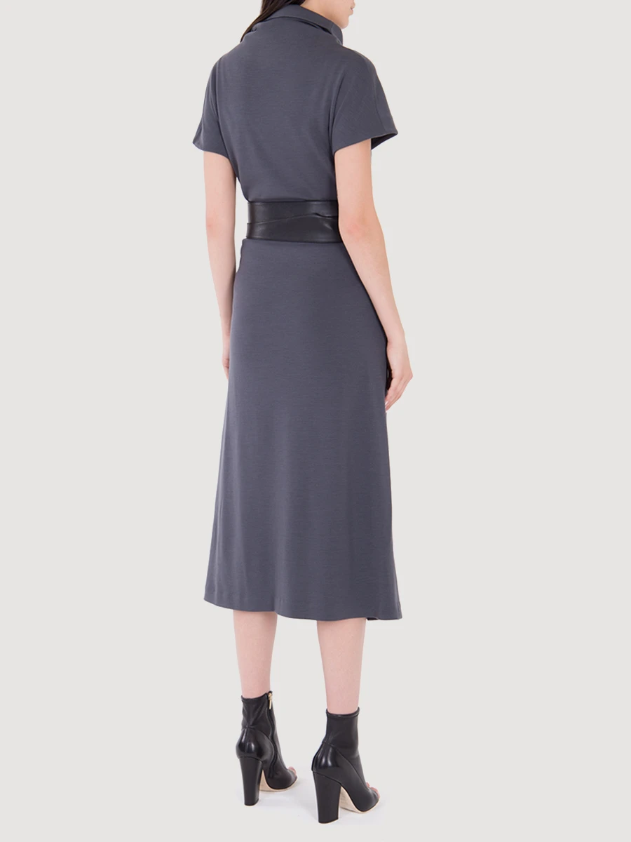Шерстяное платье-миди с поясом