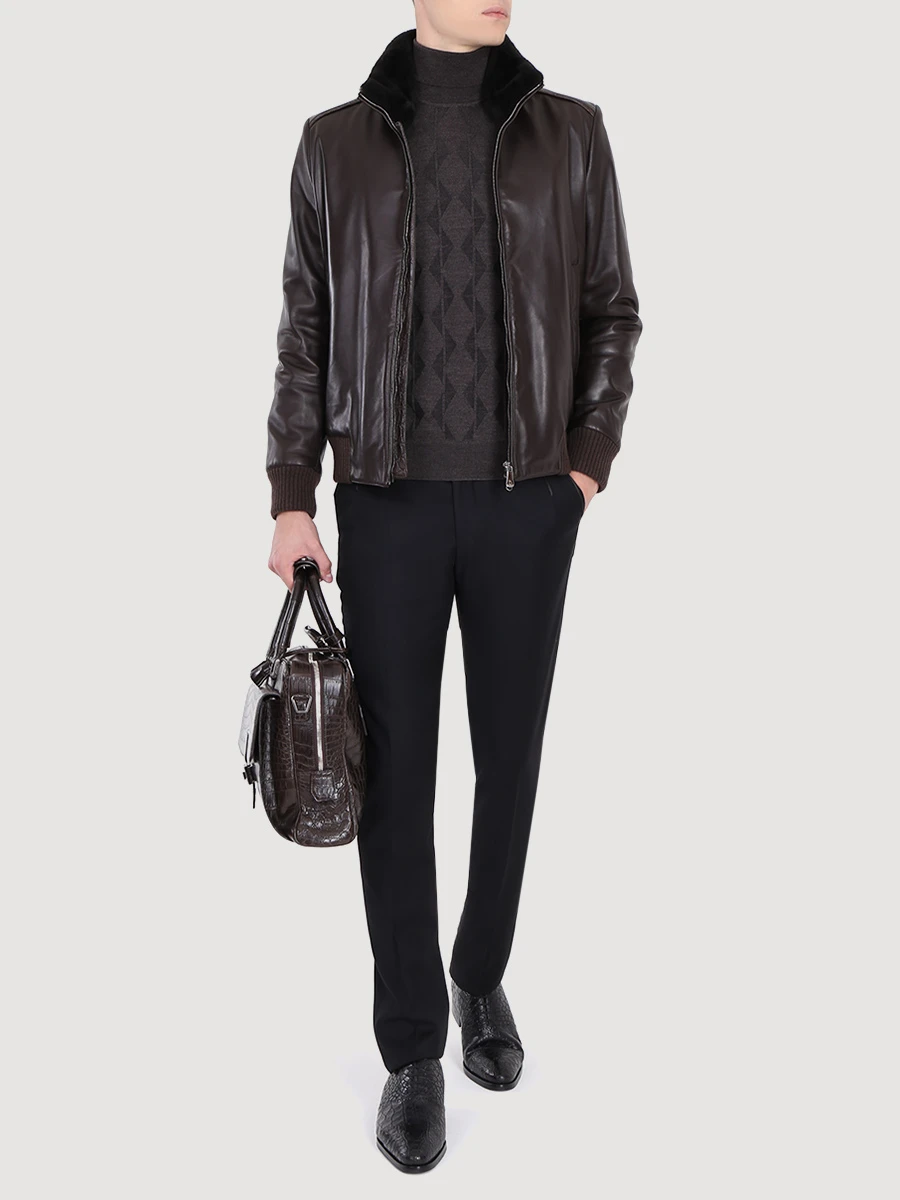 Кожаная куртка с мехом нутрии