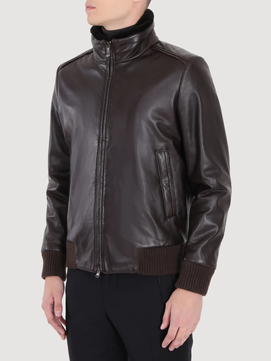 Кожаная куртка с мехом нутрии