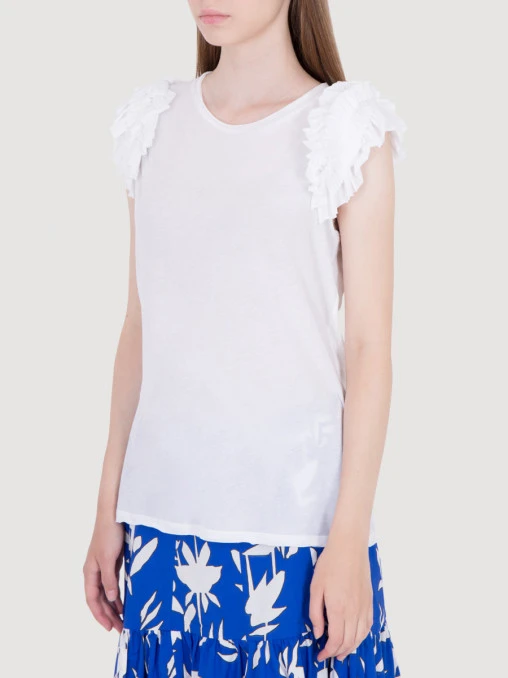 Хлопковая футболка с рюшами ALEXANDER MCQUEEN
