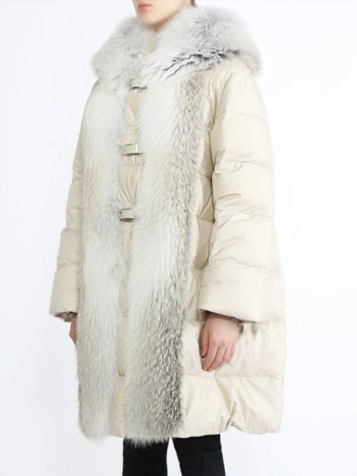 Пуховик с отделкой из меха ERMANNO SCERVINO