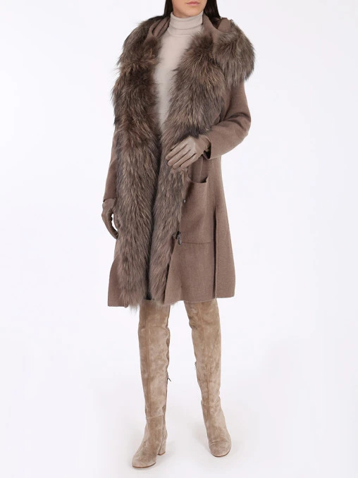 Пальто кашемировое с мехом RIZAL
