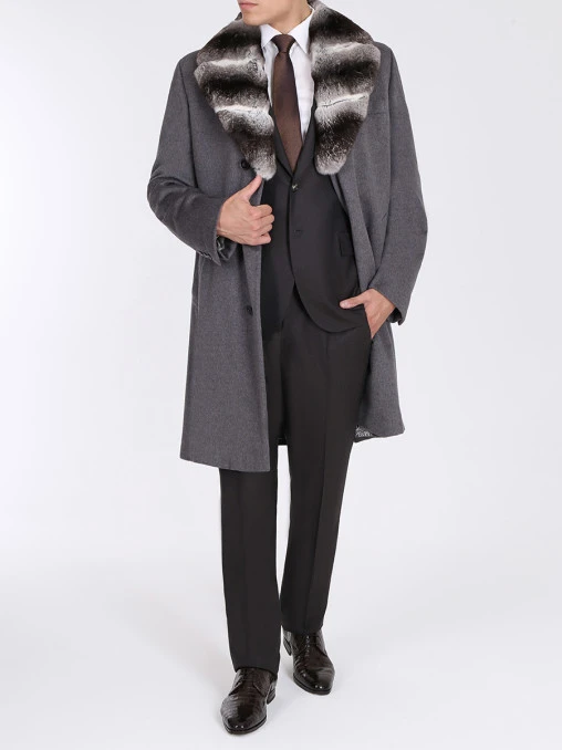 Кашемировое пальто с мехом CASTANGIA