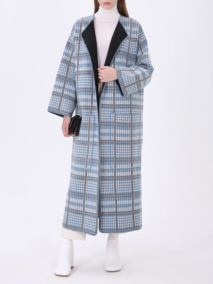 Шерстяное пальто в клетку