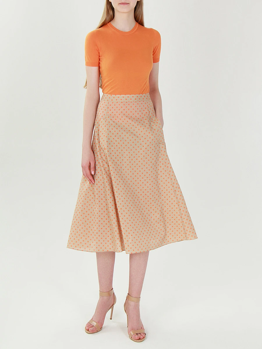 Хлопковая юбка-миди в горох