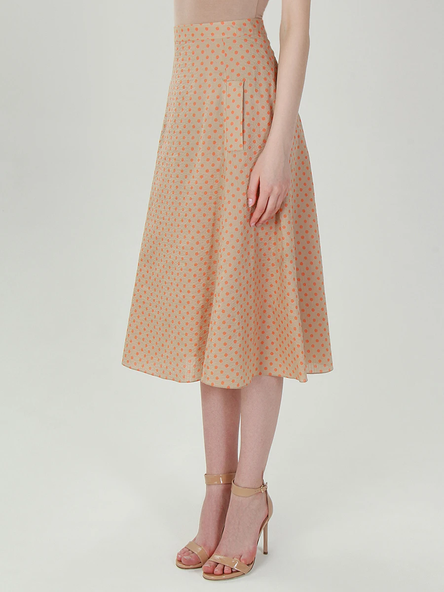 Хлопковая юбка-миди в горох