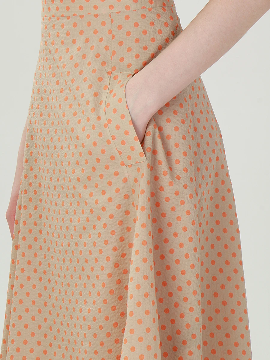 Хлопковая юбка-миди в горох