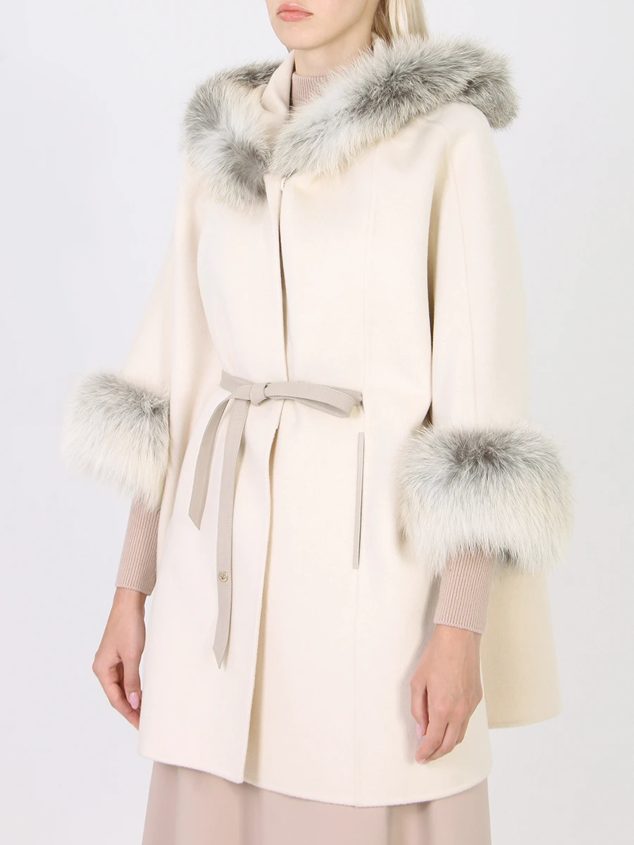 Кашемировое пальто с мехом лисы