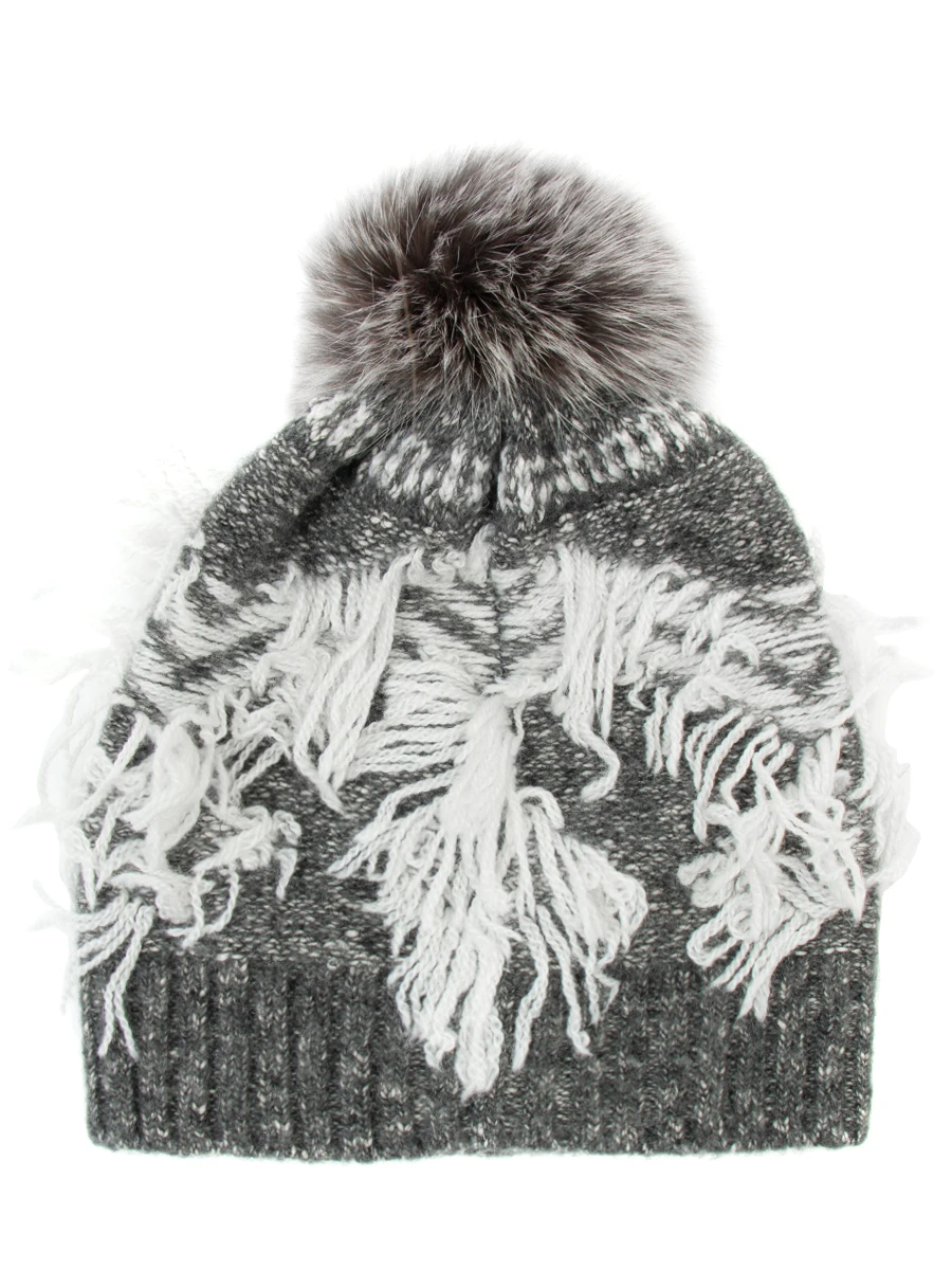 Шапка с меховым помпоном