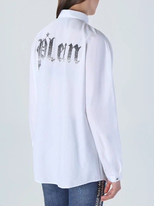 Хлопковая рубашка со стразами PHILIPP PLEIN