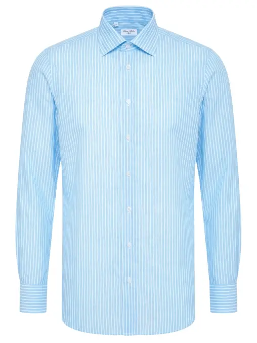 Рубашка Regular Fit из шелка и льна CESARE ATTOLINI