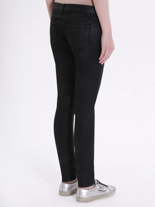 Хлопковые джинсы skinny fit SAINT LAURENT