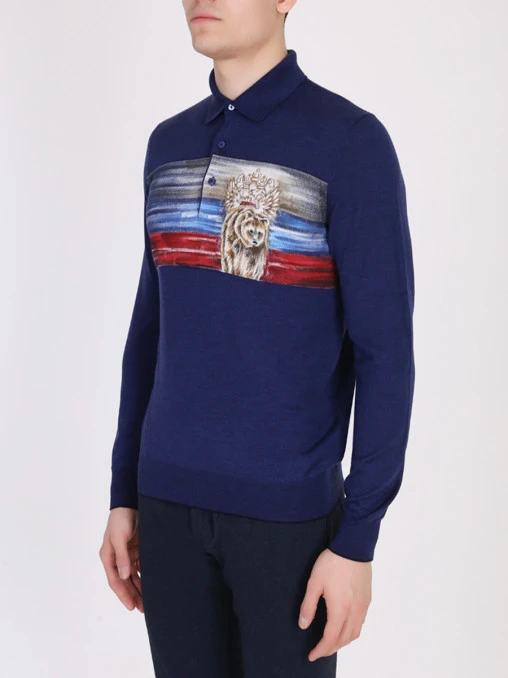 Поло шерстяное с принтом BERTOLO LUXURY MENSWEAR