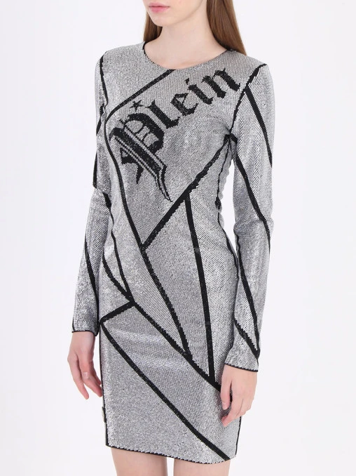 Трикотажное платье с принтом PHILIPP PLEIN