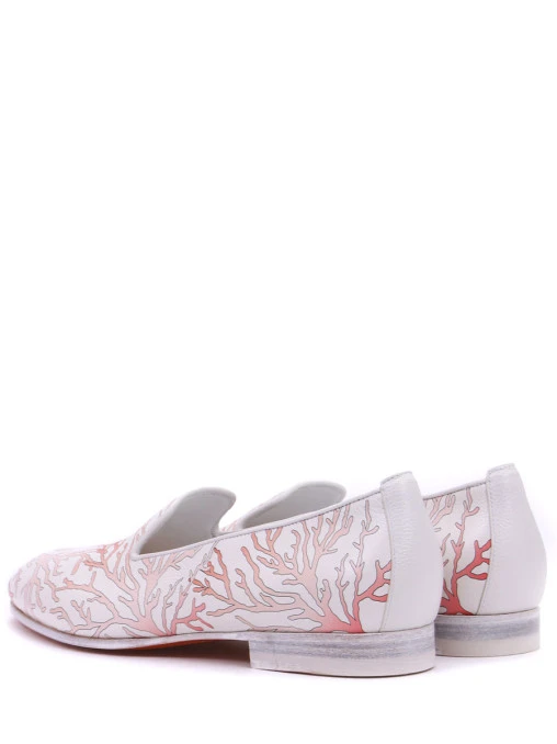 Лоферы кожаные с принтом SANTONI