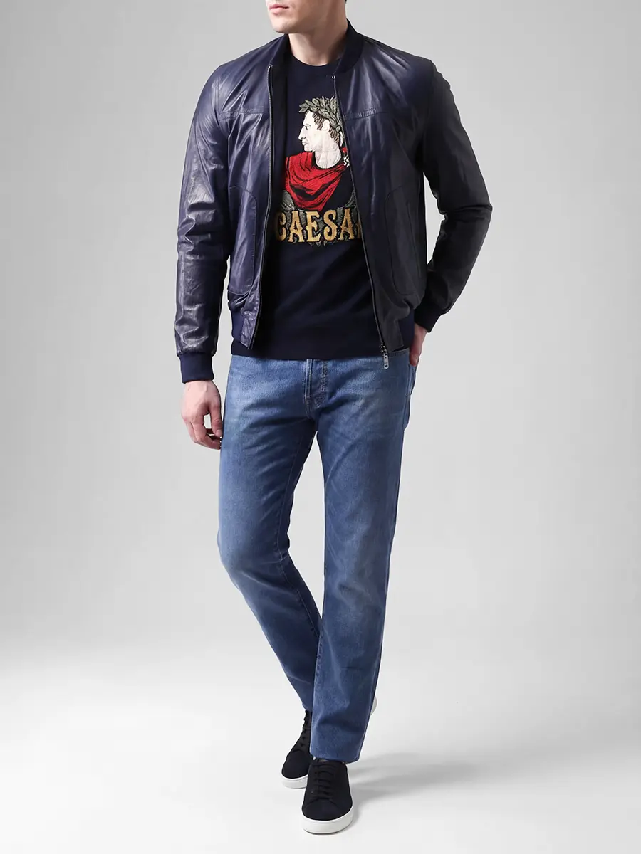 Кожаная куртка-бомбер