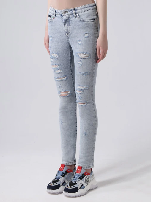 Джинсы зауженные хлопковые PHILIPP PLEIN