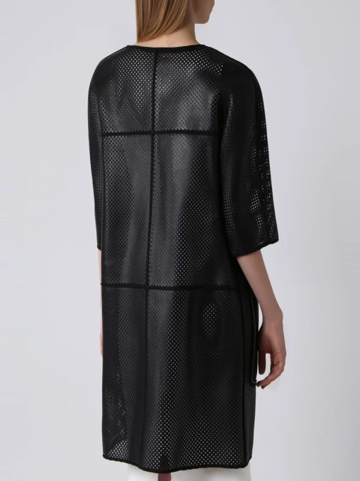 Пальто из кожи с перфорацией BOTTEGA VENETA