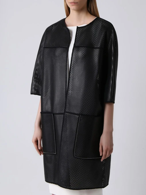 Пальто из кожи с перфорацией BOTTEGA VENETA