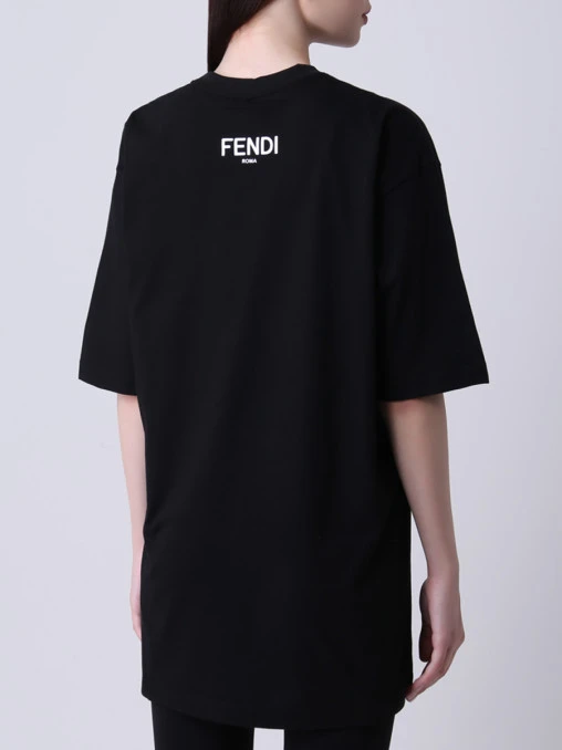 Футболка хлопковая с принтом FENDI