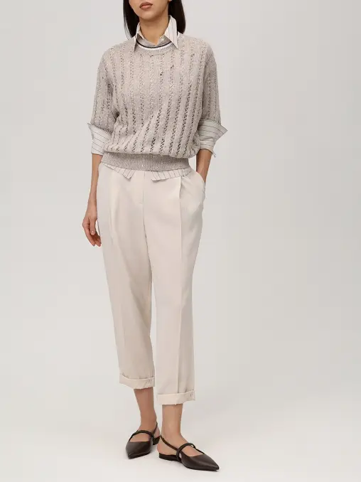 Брюки шелковые BRUNELLO CUCINELLI