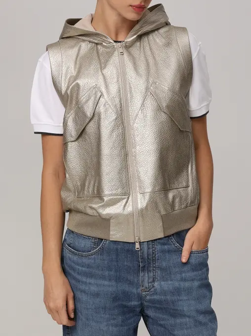 Жилет кожаный BRUNELLO CUCINELLI