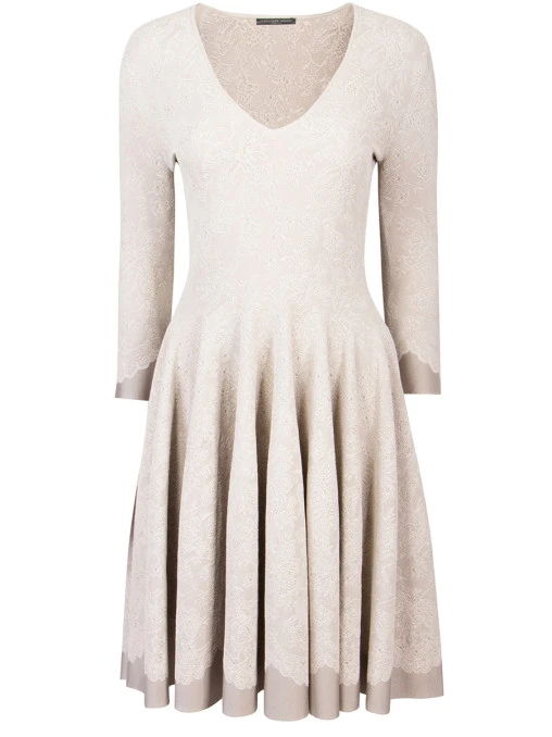 Emporio Armani Pleated Knit Dress in Gray