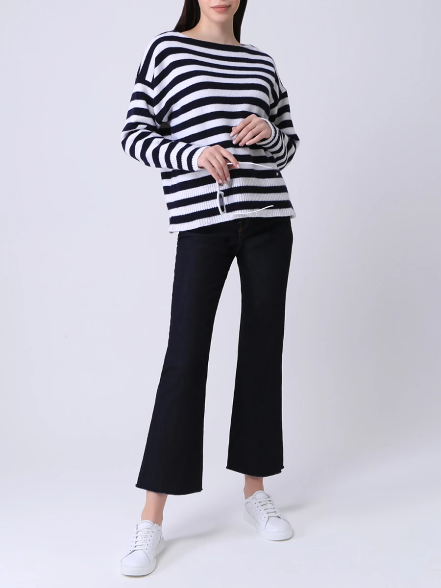 Джинсы-клеш хлопковые укороченные