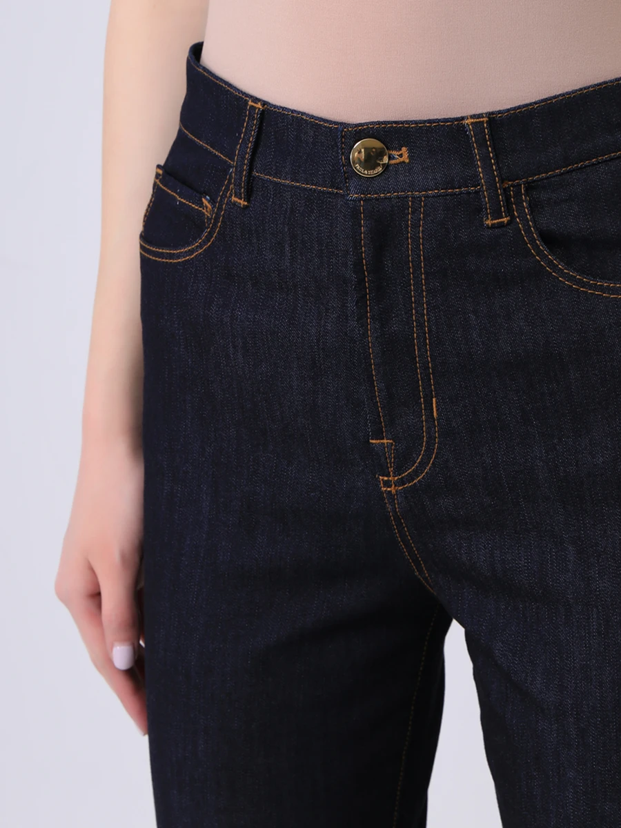 Джинсы-клеш хлопковые укороченные