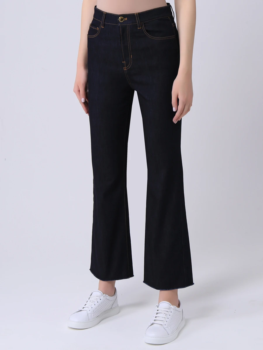 Джинсы-клеш хлопковые укороченные